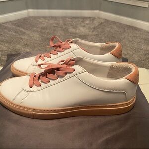 KOIO White and Pink Accent Sneakers